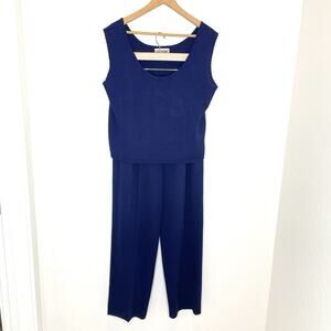 Vintage San Remo Laura Knits 2 Puce Pants Top Set Womens Large Navy Blue